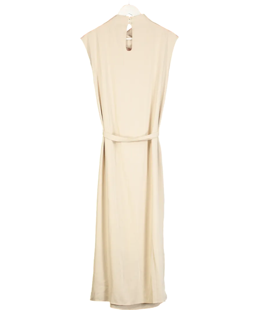 PRETTY LAVISH Beige Farrah Belted Midi Dress UK S/M