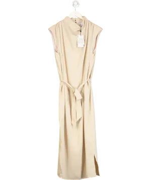 PRETTY LAVISH Beige Farrah Belted Midi Dress UK S/M