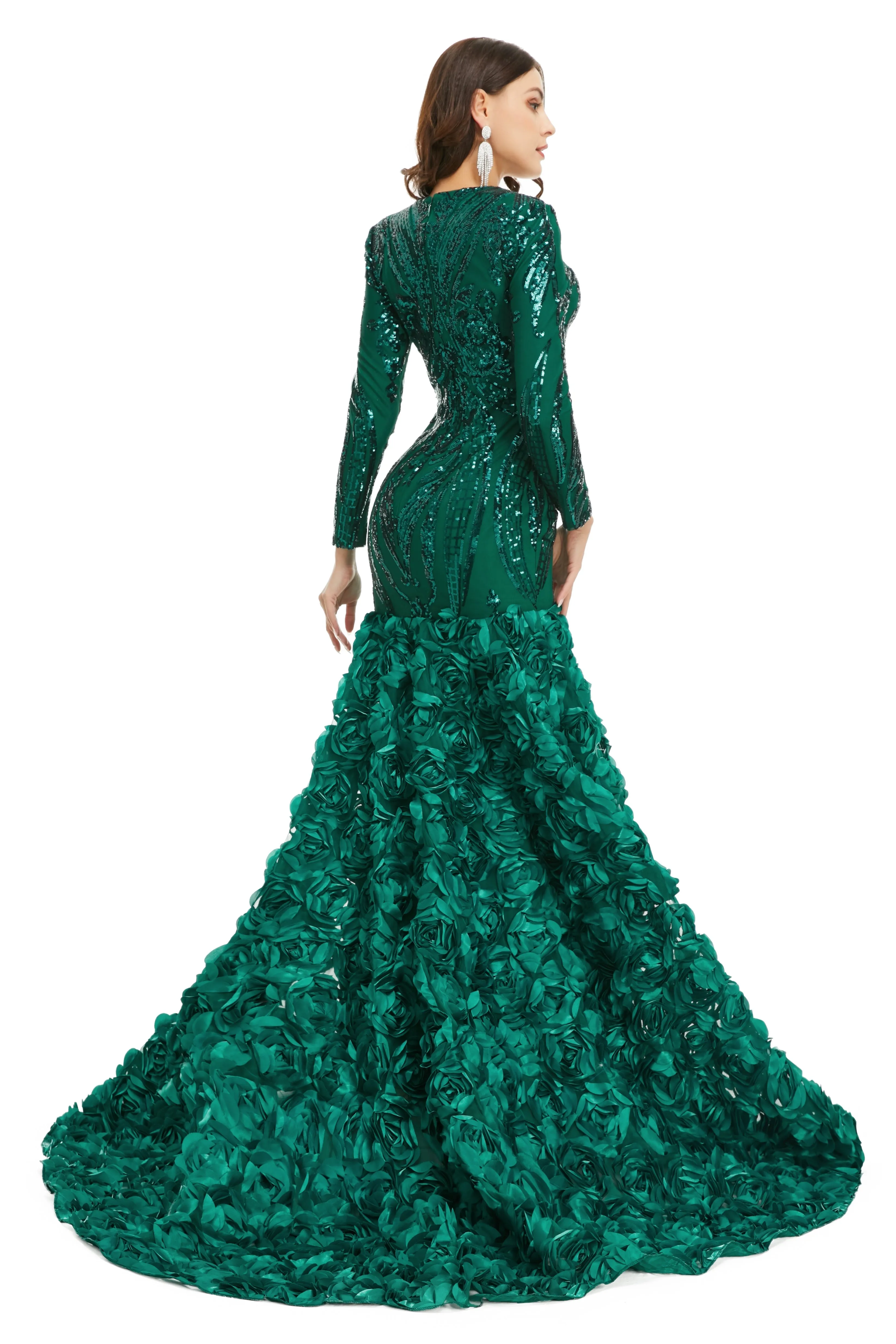 Prom Dresses Long V Neck Prom Gowns Full Sleeve Formal Dress Floor Length Dress 2025