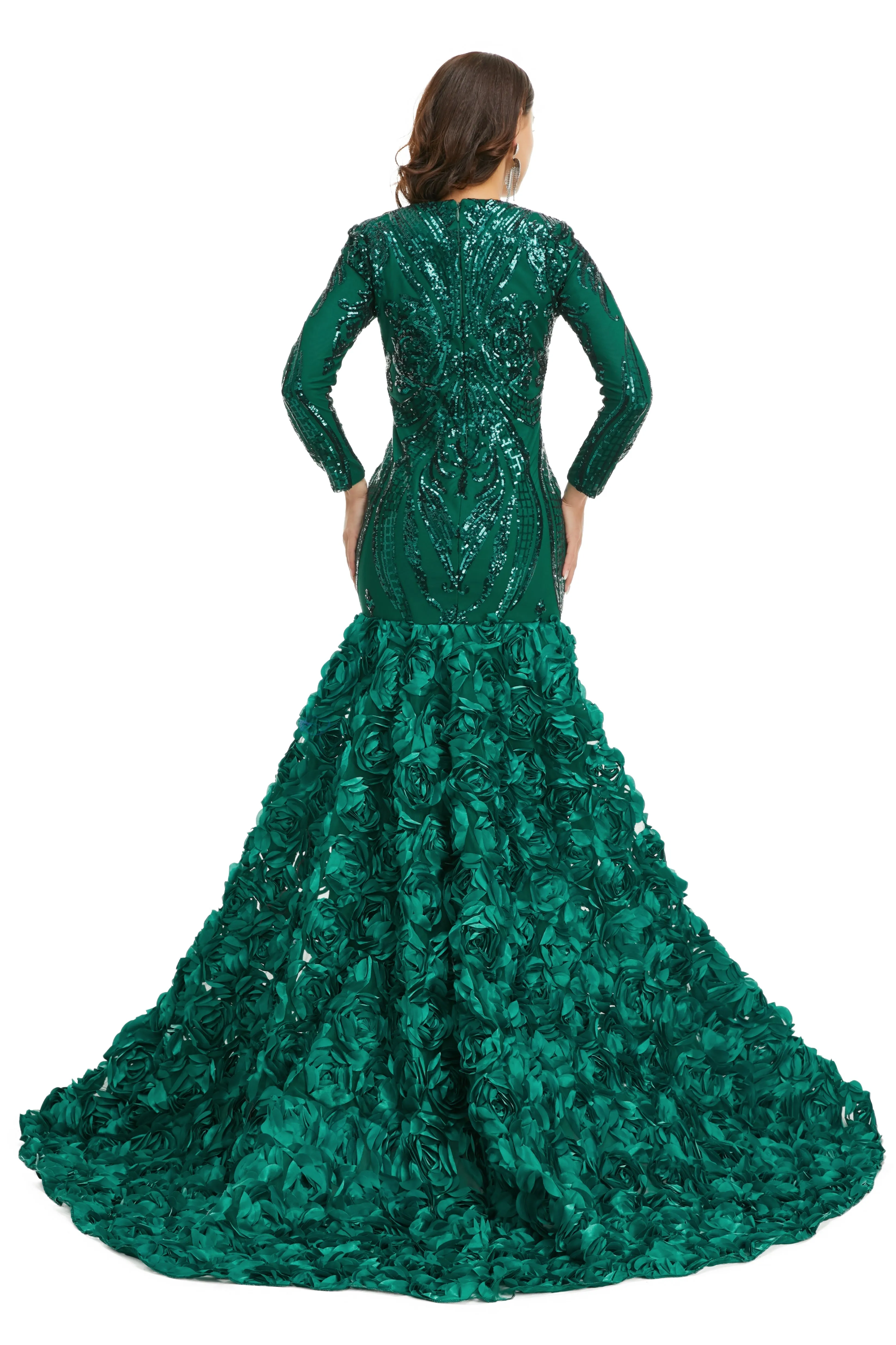 Prom Dresses Long V Neck Prom Gowns Full Sleeve Formal Dress Floor Length Dress 2025