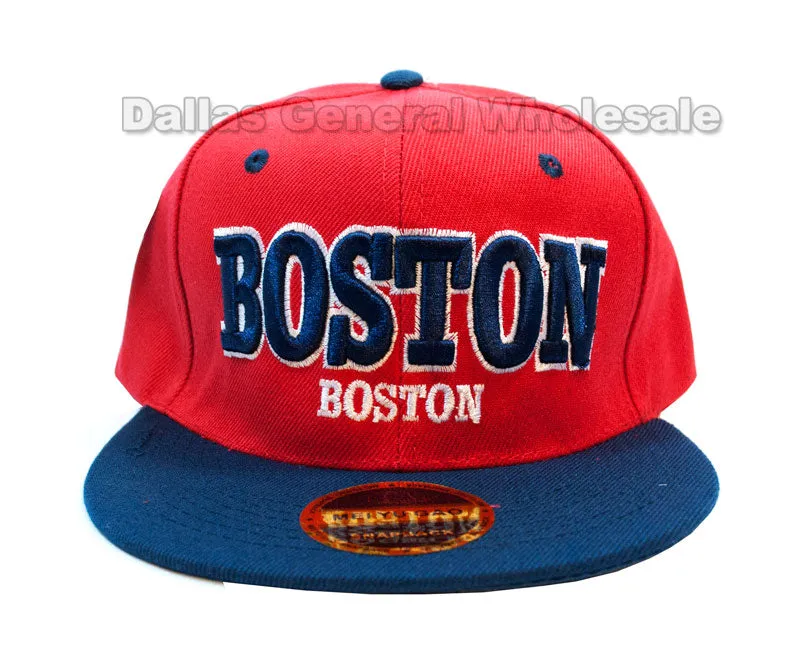 "Boston" Casual Flat Bill Snap Back Caps Wholesale