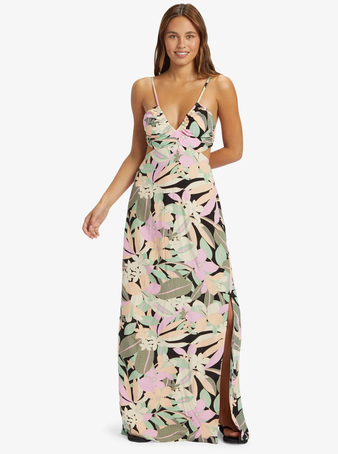 Riviera Nights Dress - Anthracite Palm Song