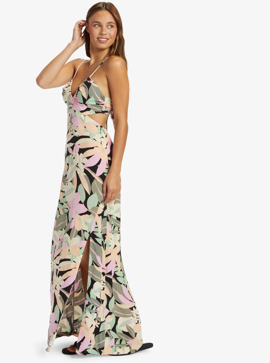 Riviera Nights Dress - Anthracite Palm Song