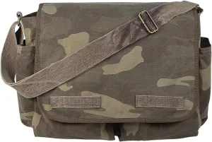 Rothco Classic Canvas Messenger Bag - Heavyweight Canvas Crossbody Shoulder Pack  Woodland Camo