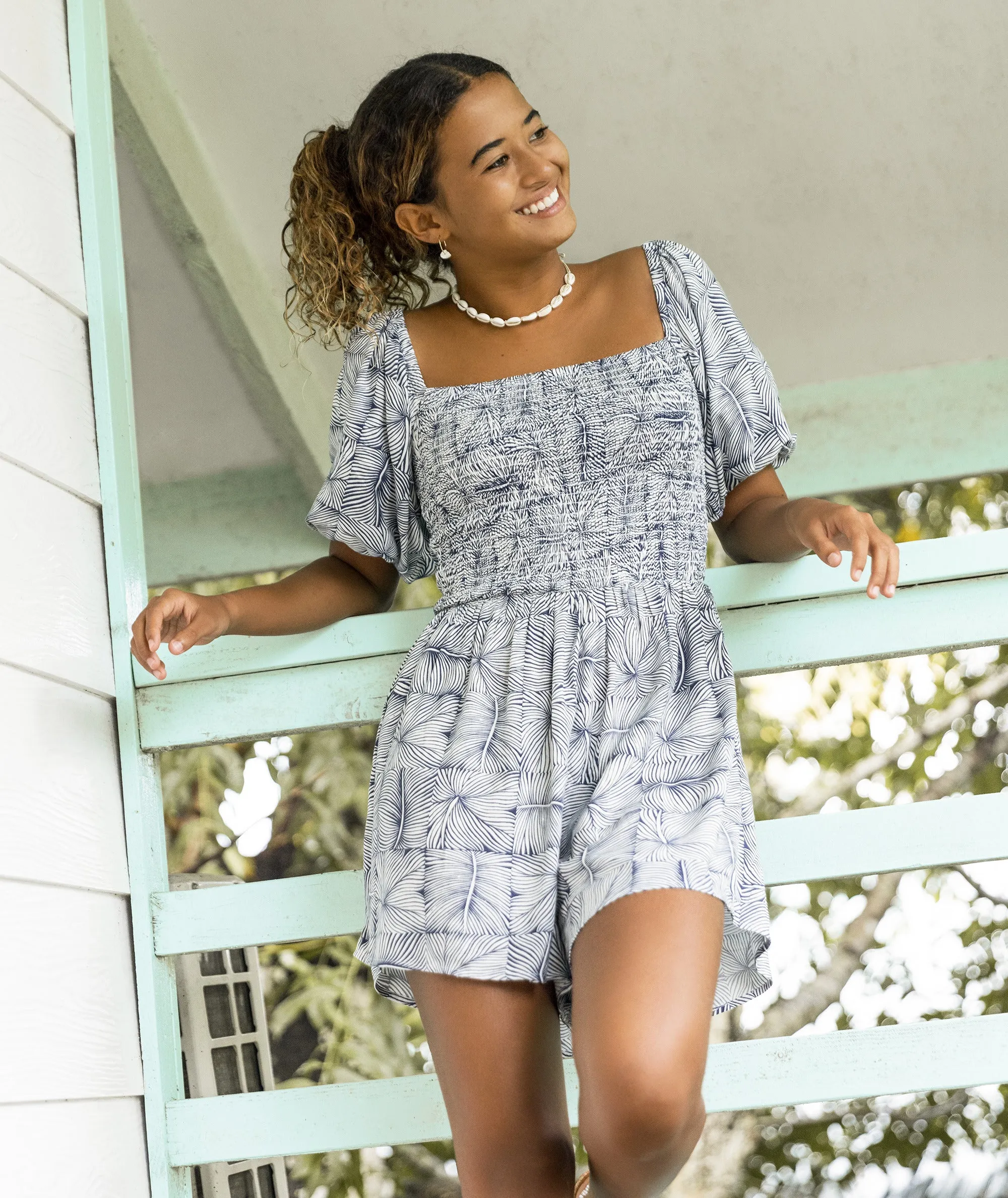 Roxy Barefoot Babe Romper-Mood Indigo Always Wild Big