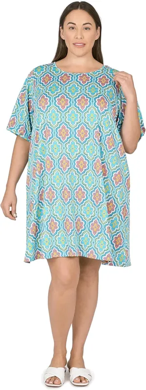 Ruby Rd.Women's Plus-size Scoop Neck Puff Print Dress