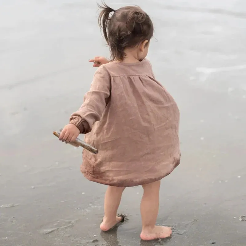 Rustic Linen Button-Down Dress