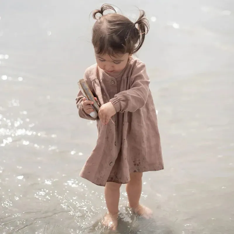 Rustic Linen Button-Down Dress