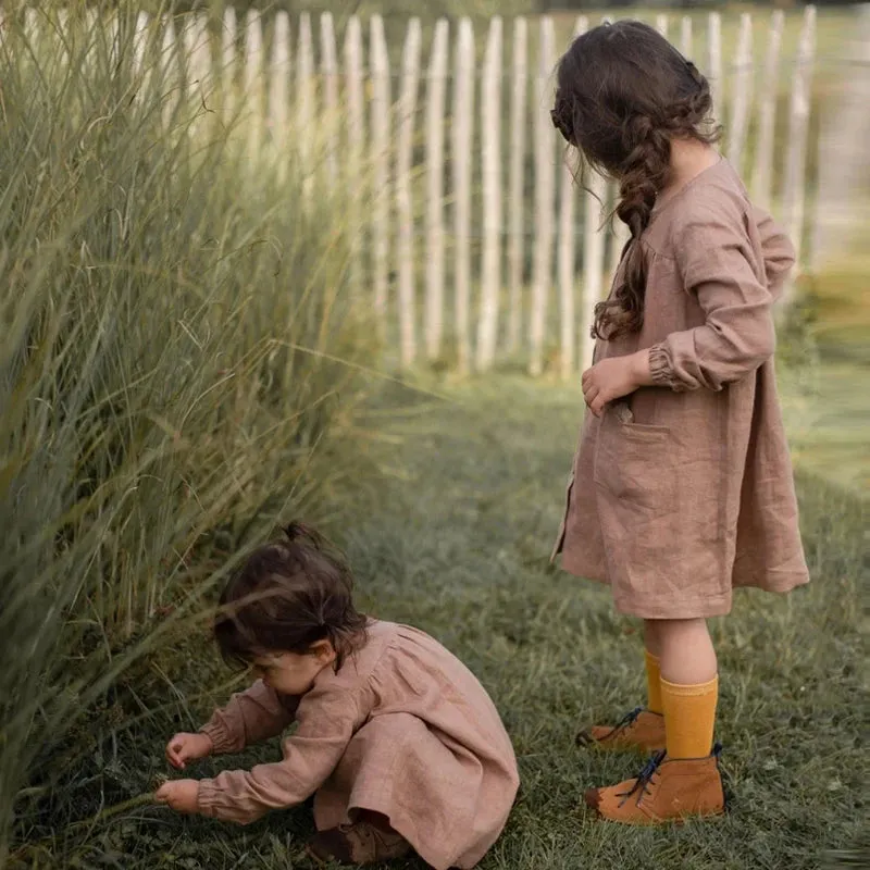 Rustic Linen Button-Down Dress