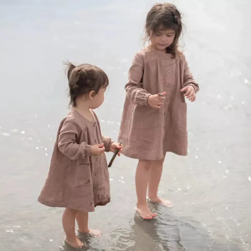 Rustic Linen Button-Down Dress