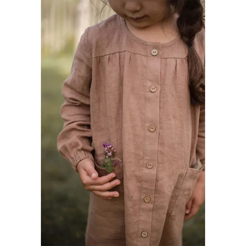 Rustic Linen Button-Down Dress