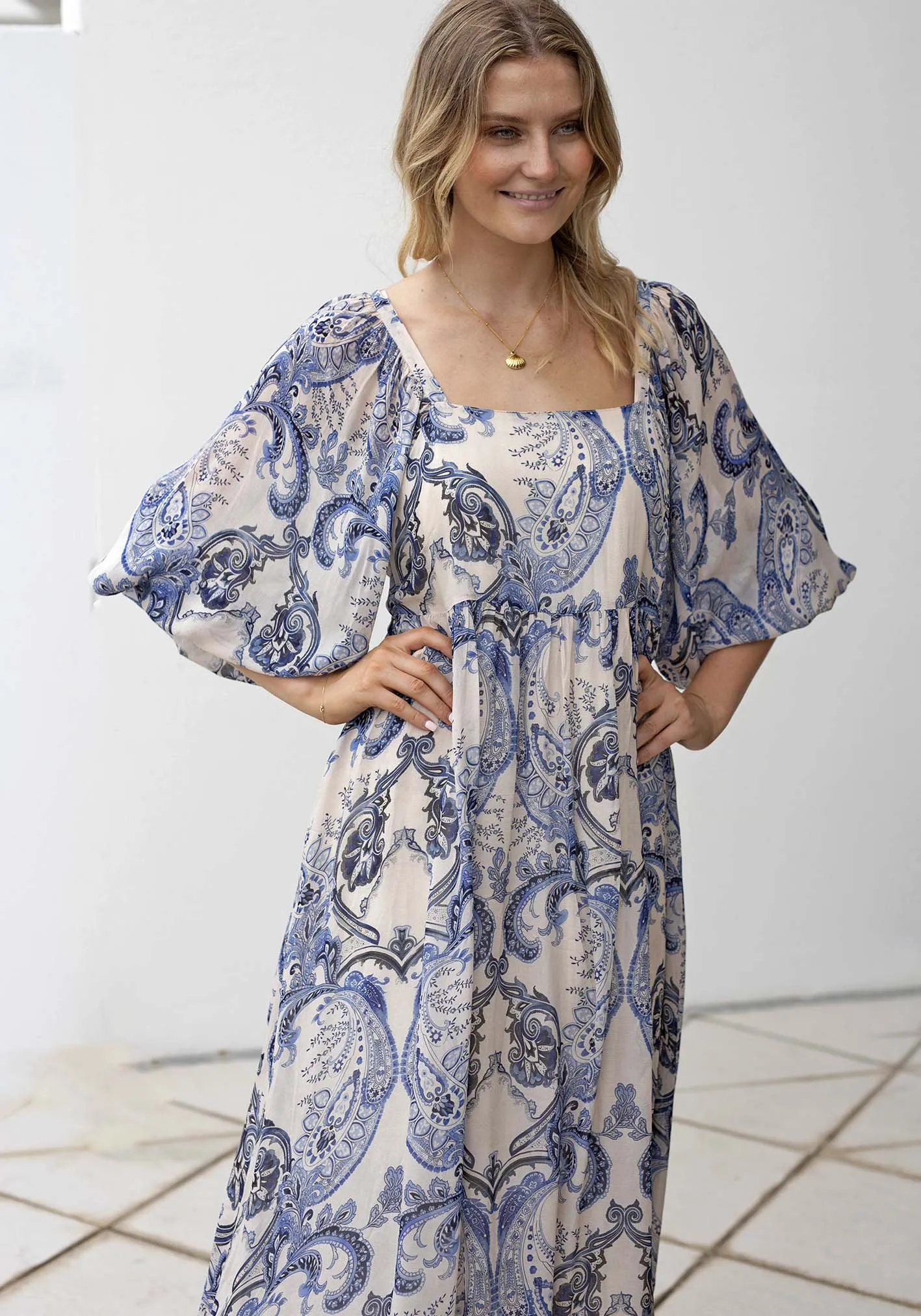San Marco Sleeve Maxi Dress
