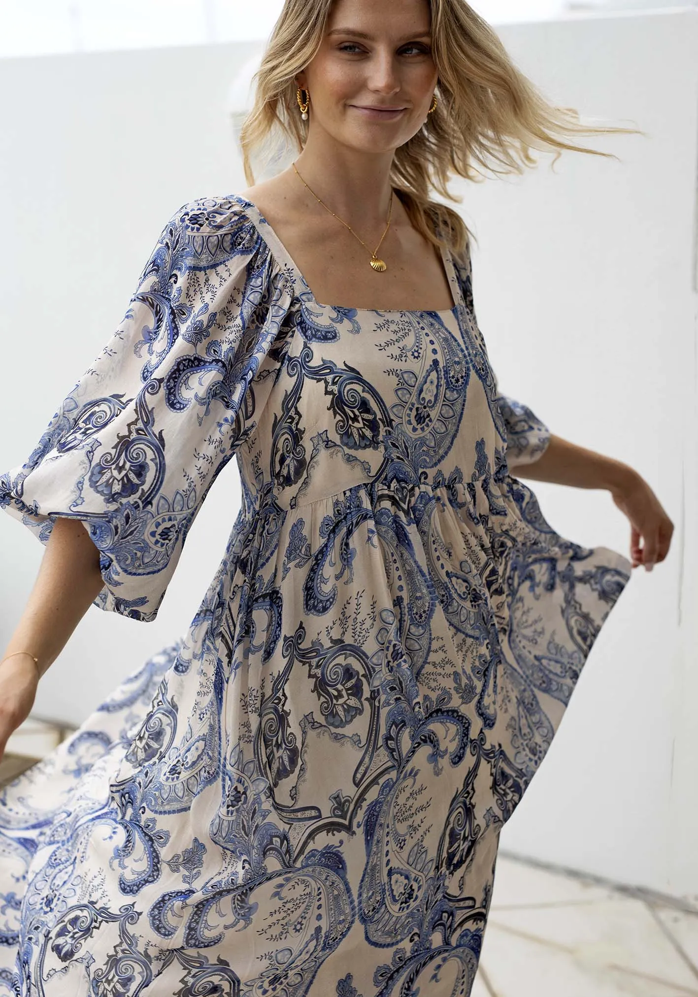 San Marco Sleeve Maxi Dress