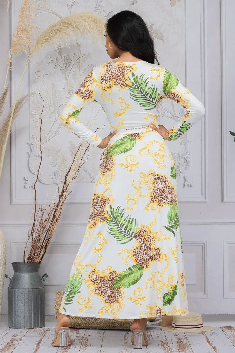 SAN149X-PLM - LONG SLEEVE MAXI DRESS