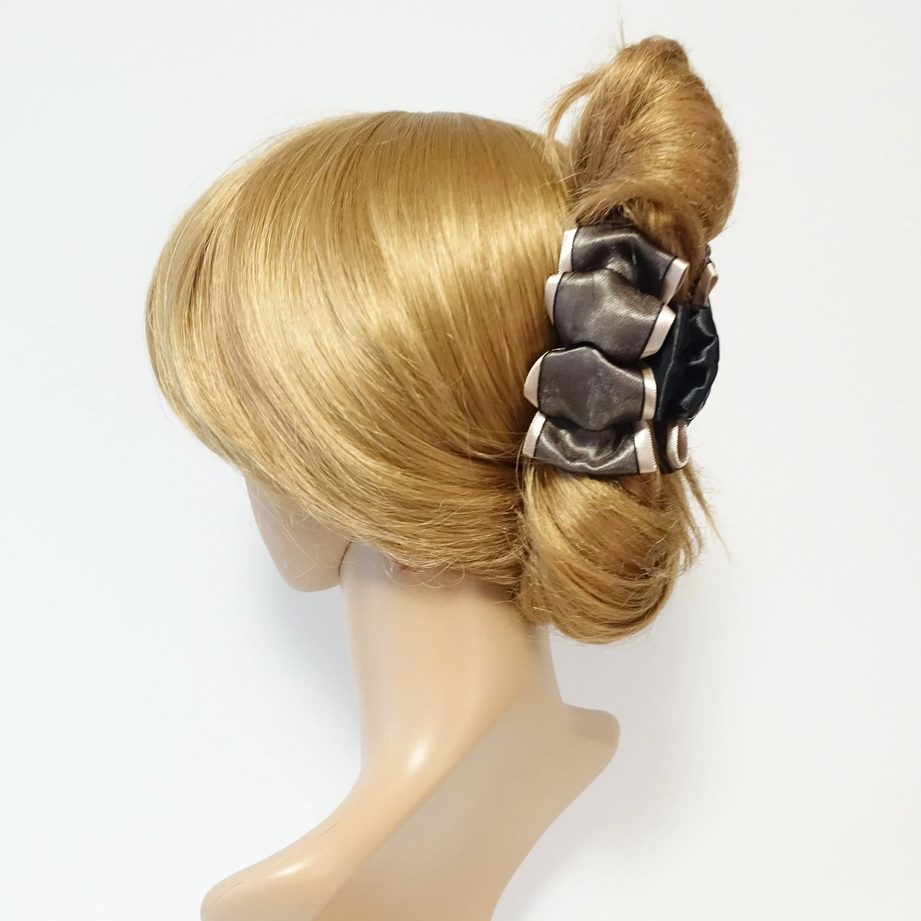 Satin flat Bow Mesh Wrap Flat Style Hair Jaw Claw Clip Women Hair Accessories