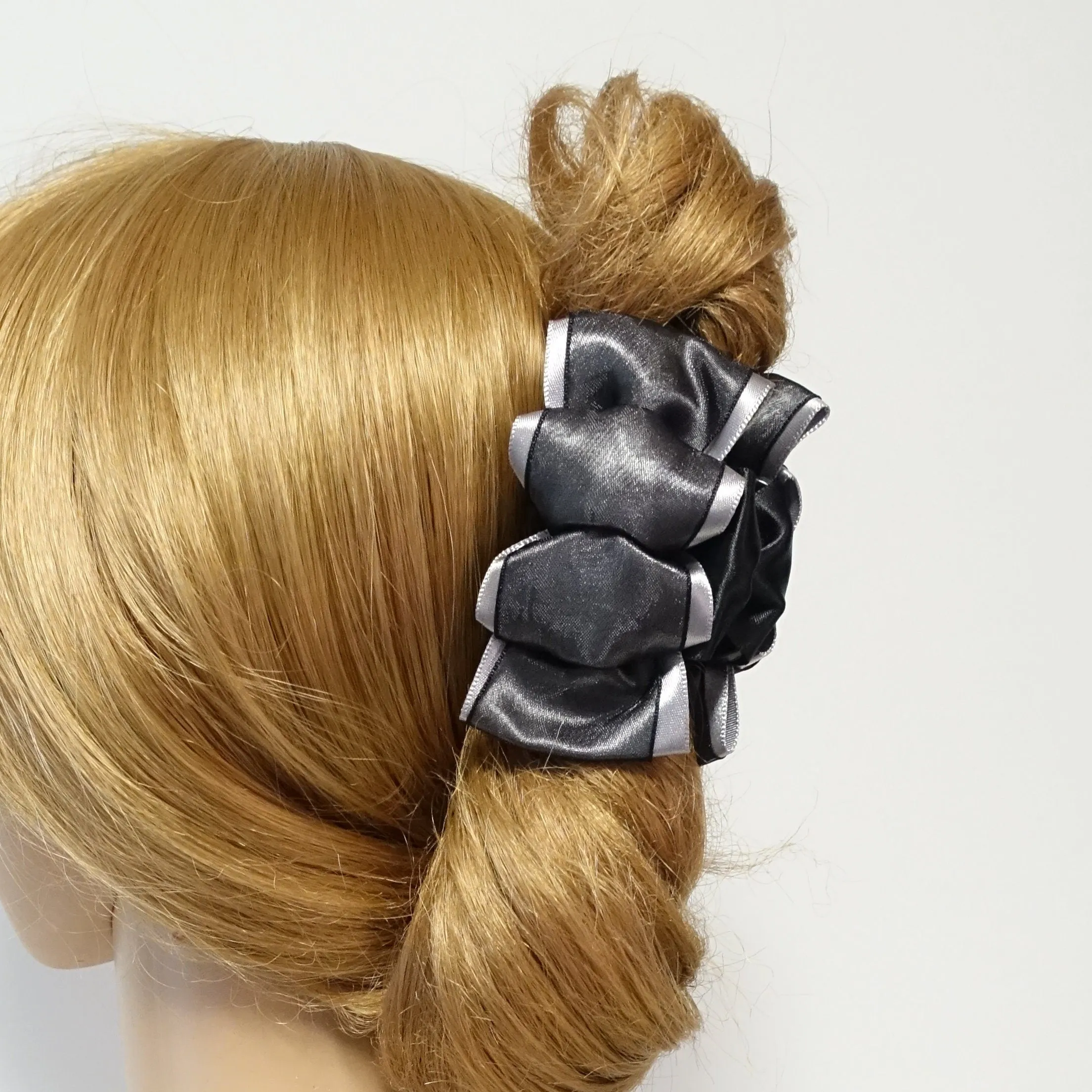 Satin flat Bow Mesh Wrap Flat Style Hair Jaw Claw Clip Women Hair Accessories