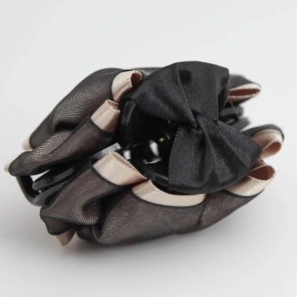 Satin flat Bow Mesh Wrap Flat Style Hair Jaw Claw Clip Women Hair Accessories