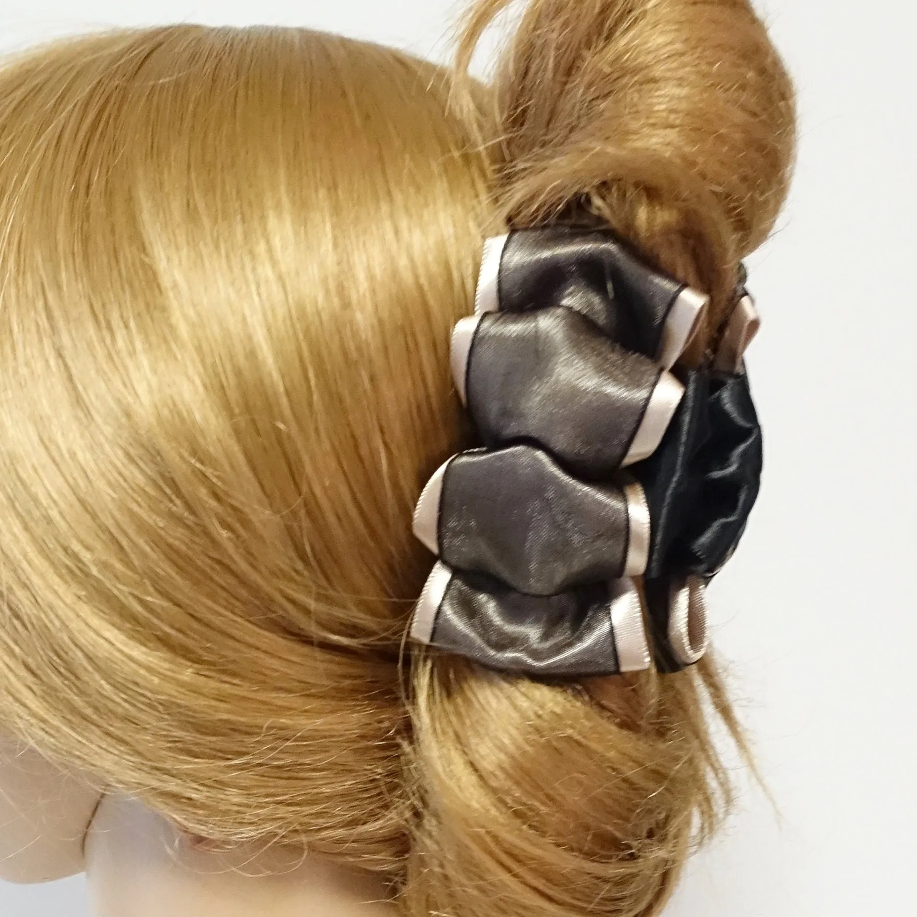 Satin flat Bow Mesh Wrap Flat Style Hair Jaw Claw Clip Women Hair Accessories