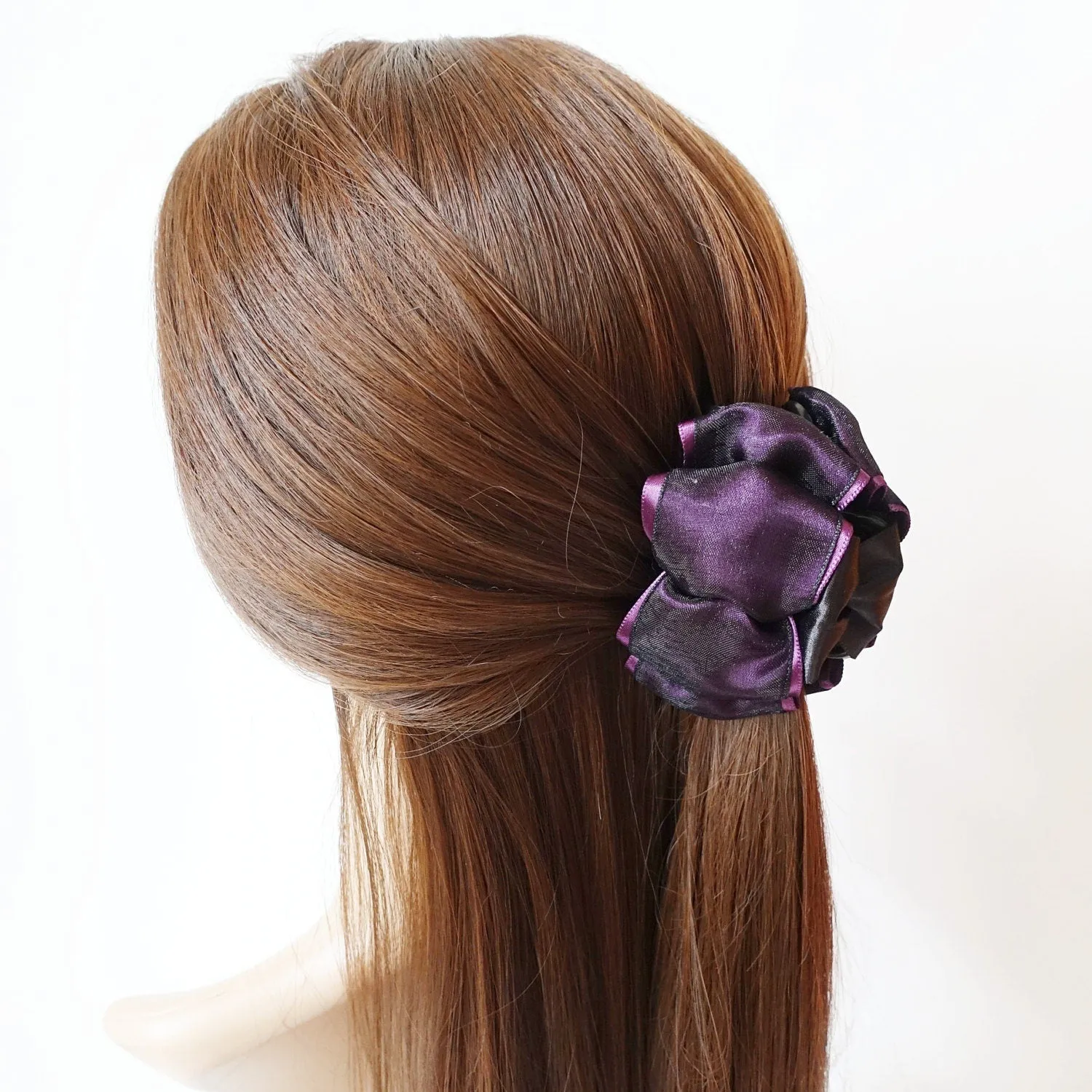Satin flat Bow Mesh Wrap Flat Style Hair Jaw Claw Clip Women Hair Accessories