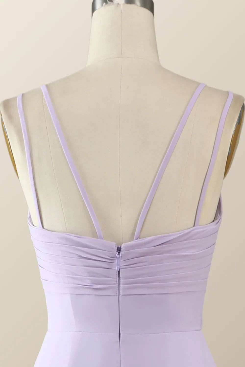 Scoop Lavender Chiffon Pleated Long Bridesmaid Dress