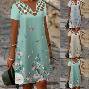 Sexy V-Neck Hollow-Out Mini Dress