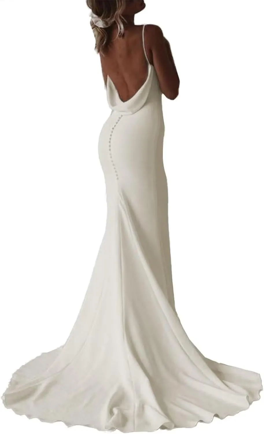 SHANDUAO Simple Mermaid Wedding Dresses for Bride 2025 Boho Beach Satin Sleeveless Bridal Gown with Train