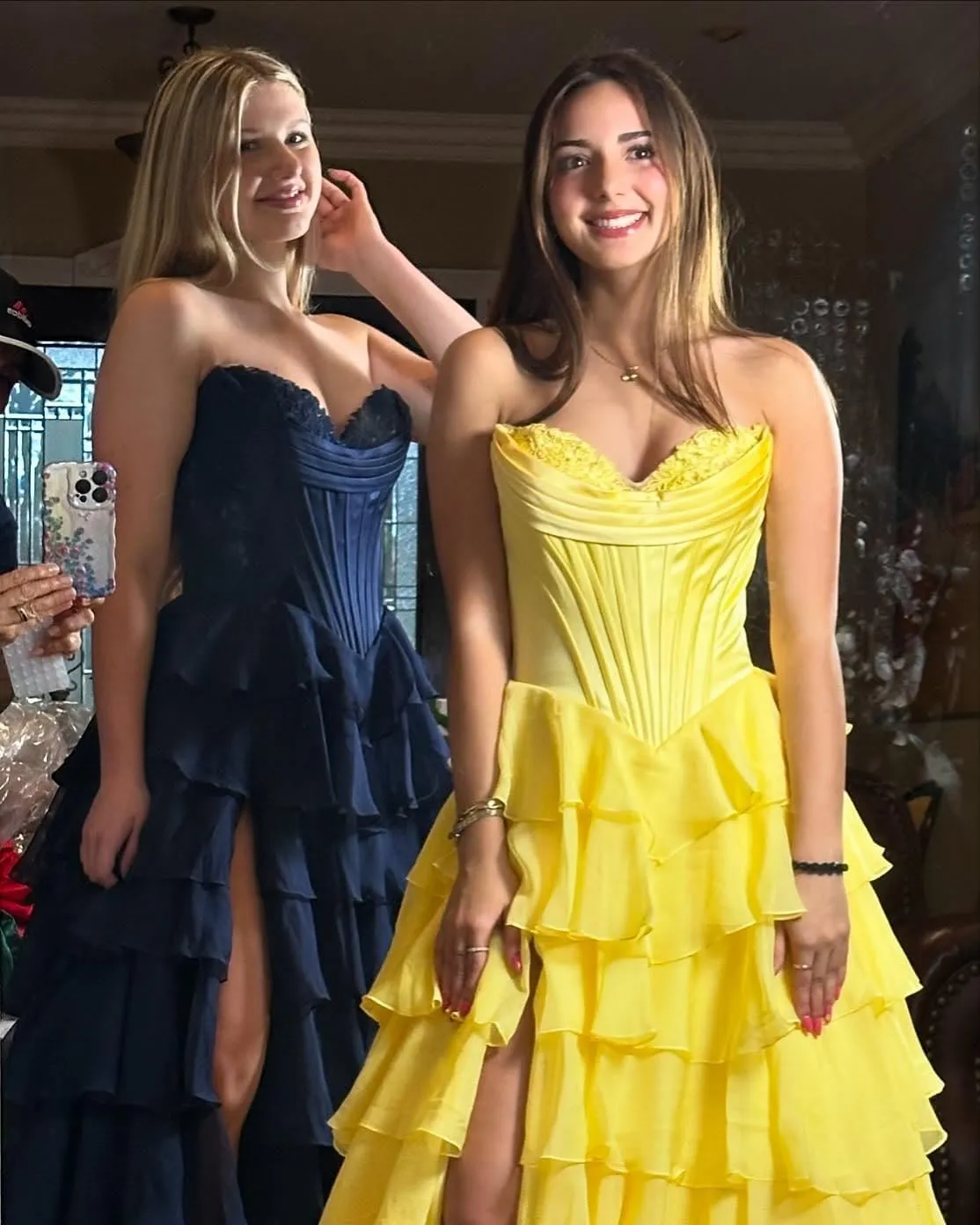 SINRWROD Sweetheart Corset Prom Dresses Chiffon Ball Gowns Strapless Tiered Formal Evening Dress