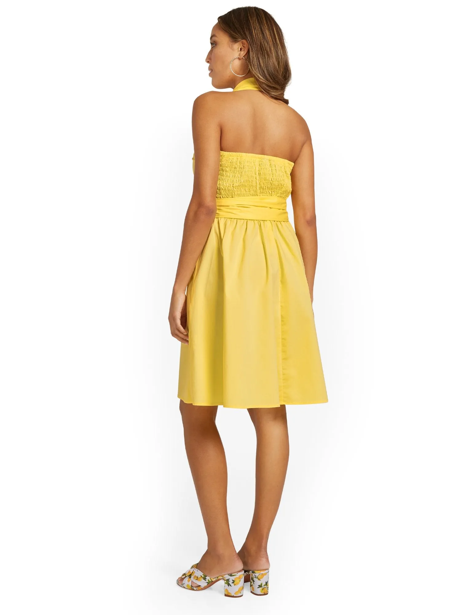 Sleeveless Halterneck Poplin Shirtdress