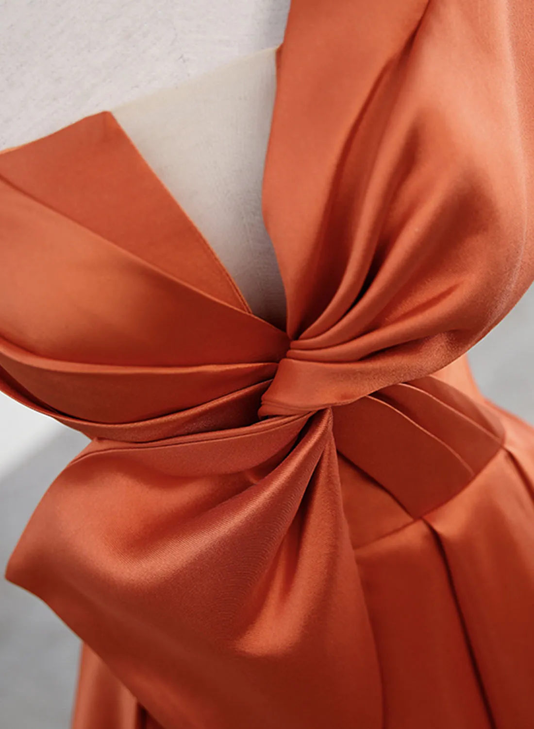Elegant A-Line Floor-Length Orange Satin Prom Formal Evening Dress with Spaghetti Straps