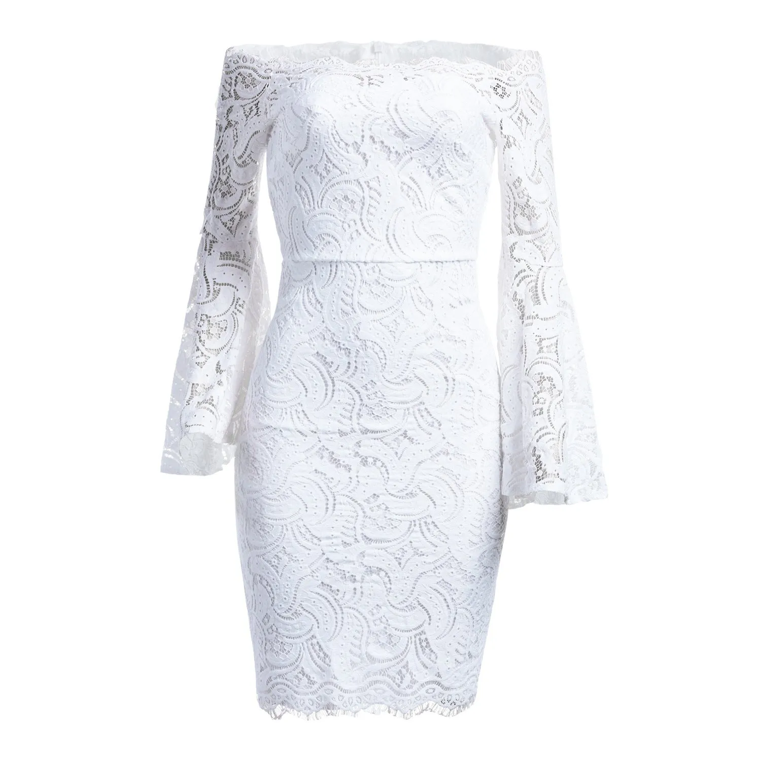 Strapless Bodycon Stretch Horn sleeve Knee-length Dress