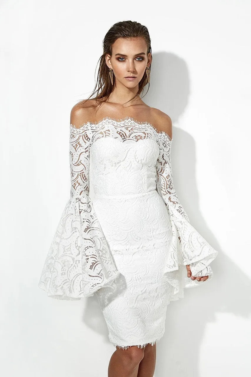 Strapless Bodycon Stretch Horn sleeve Knee-length Dress