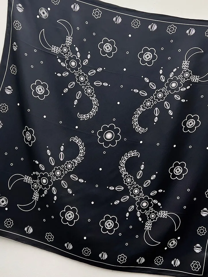 Studio 528 Scorpio Szn Silk Scarf, Black