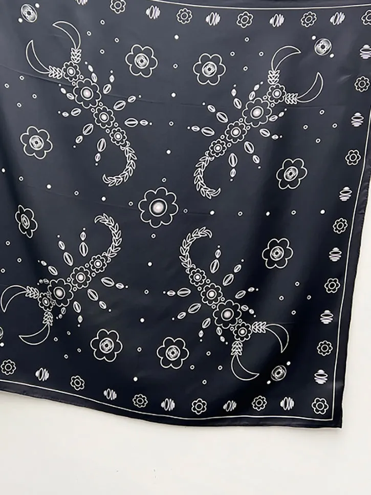 Studio 528 Scorpio Szn Silk Scarf, Black