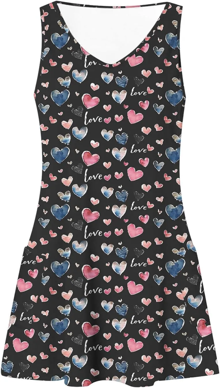 Summer Beach Dresses for Women 2025 Trendy Sleeveless v Neck Flowy Mini Aline Dress Boho Floral Tshirt Tank Sundress