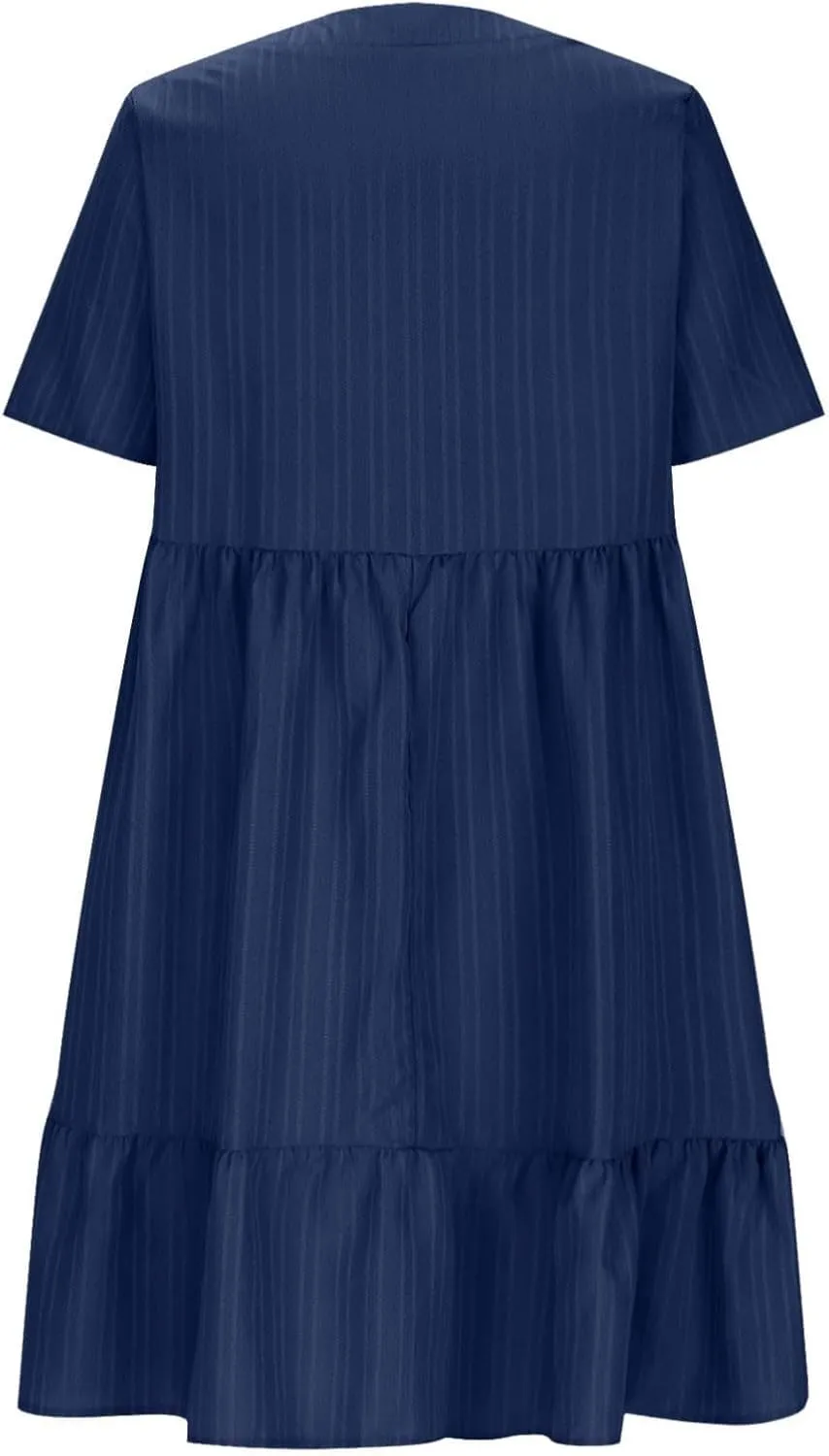 Summer Dresses for Women 2025 Plus Size Short Sleeve V Neck Mini Dress Casual Flowy Swing Boho Beach Vacation Dress