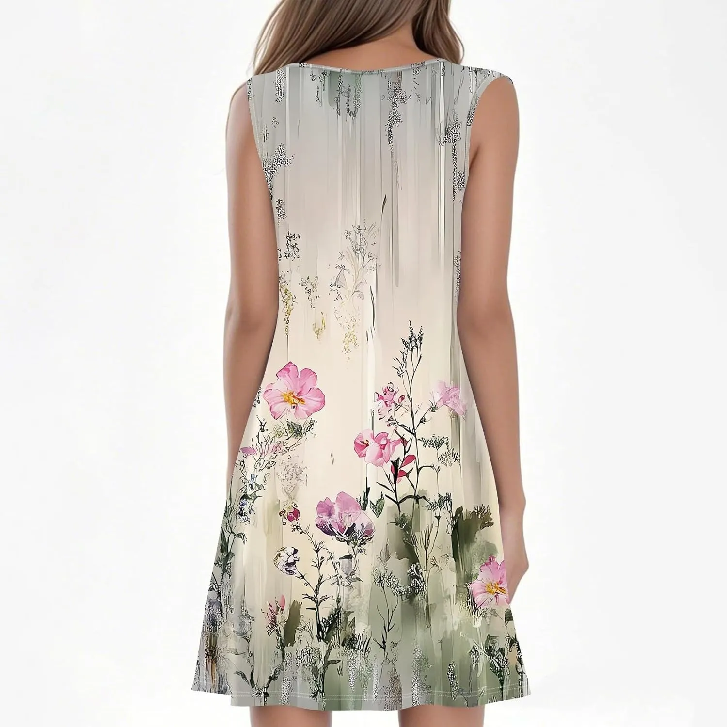 Summer Dresses for Women 2025 Sundresses Crewneck Sleeveless Dress with Pockets Boho Skirt Beach Vacation Clothes for Women