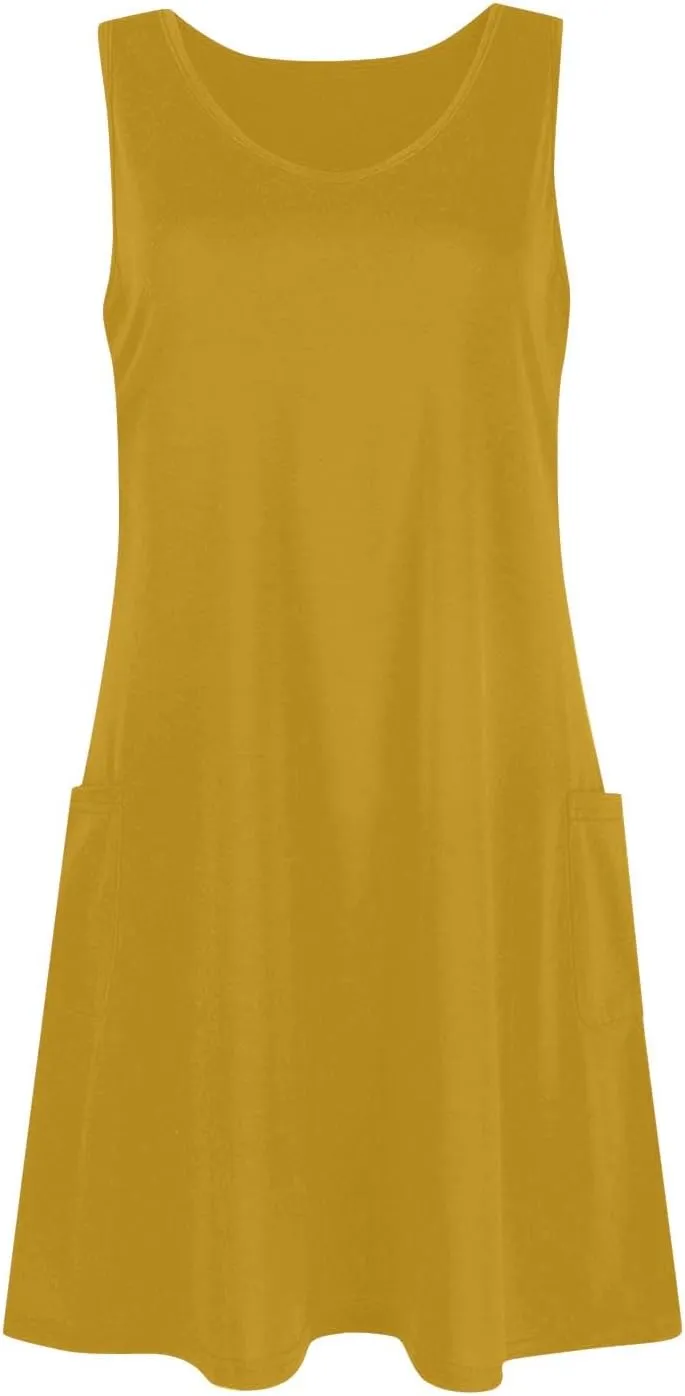 Sun Dresses for Women 2024 Sundress with Pockets Boho Beach Dress Floral T-Shirts Dress V Neck Loose Tank Dresses