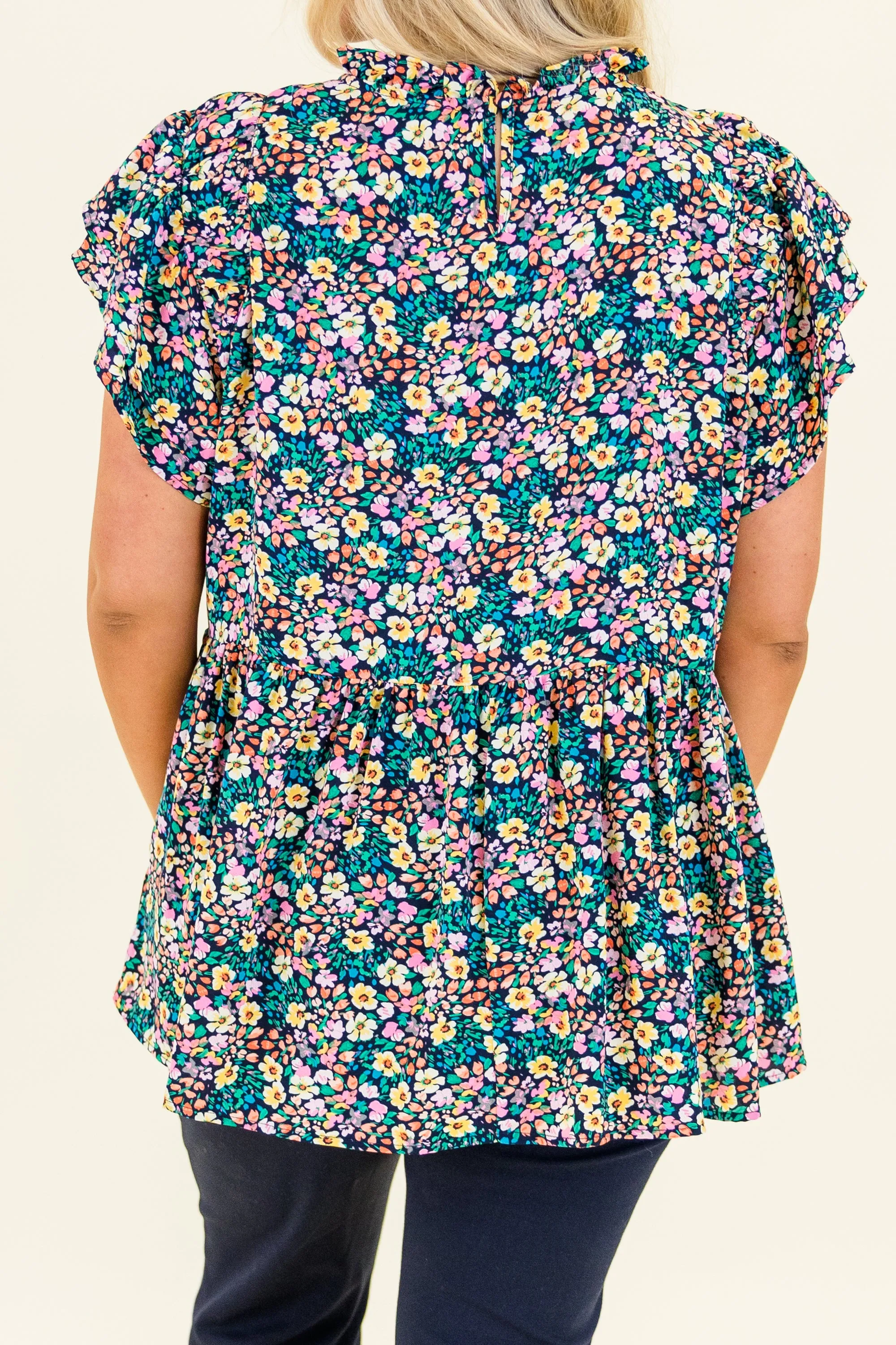 Sweet Georgia Peach Top, Navy Mix