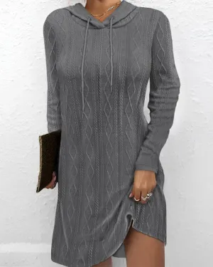 TastyHottie - Hooded Cable Textured Dress