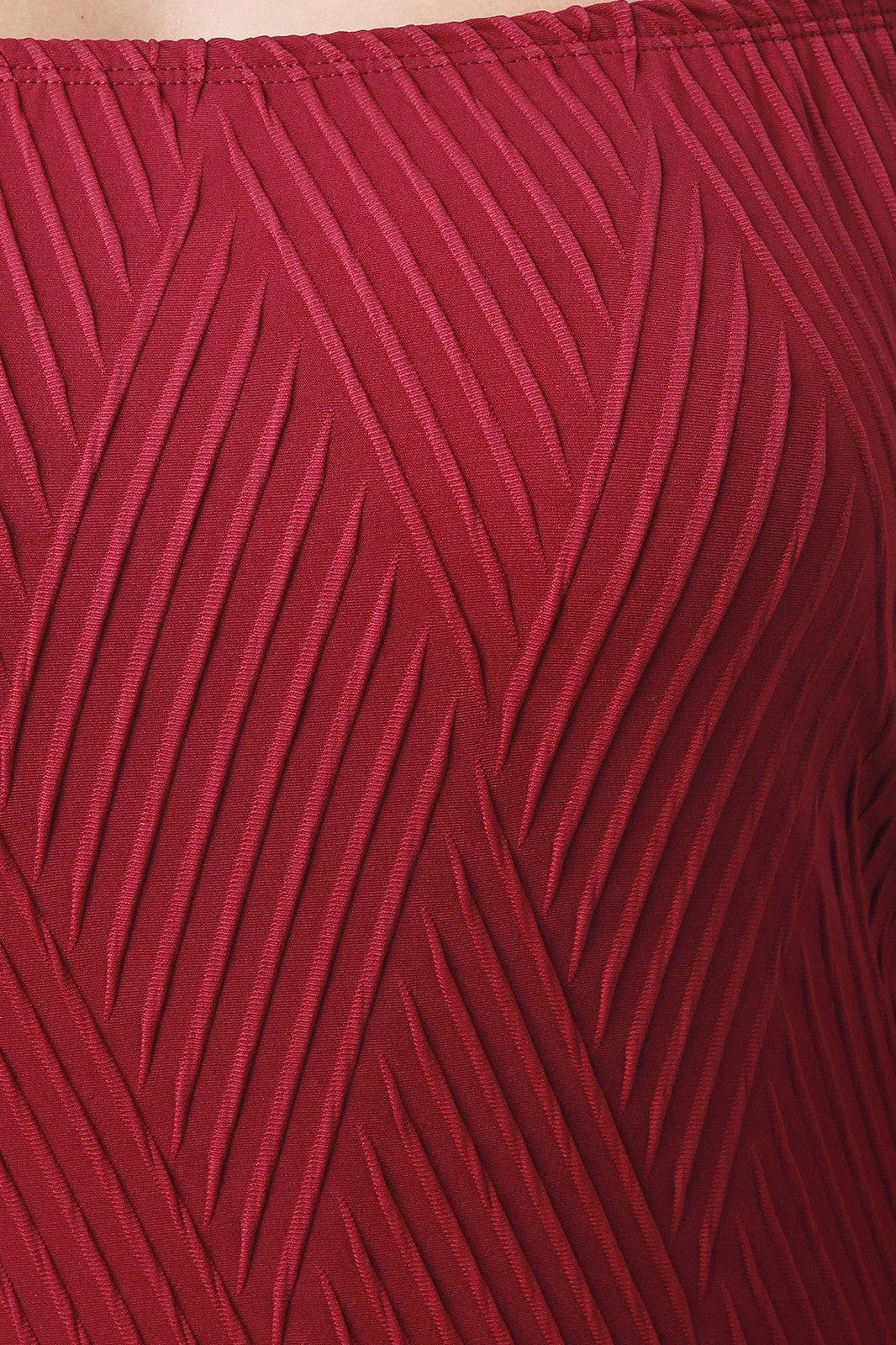Texture Weave Bardot Bodycon Midi Dress