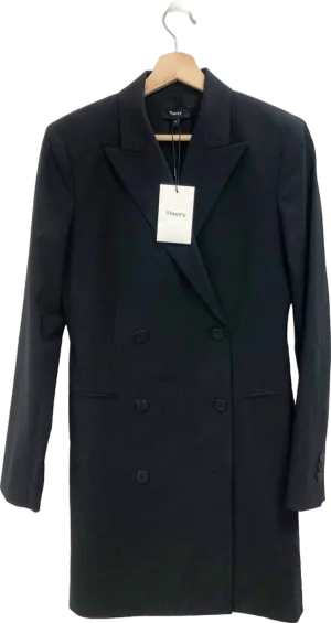 Theory Black Double-Breasted Blazer Dress UK 8