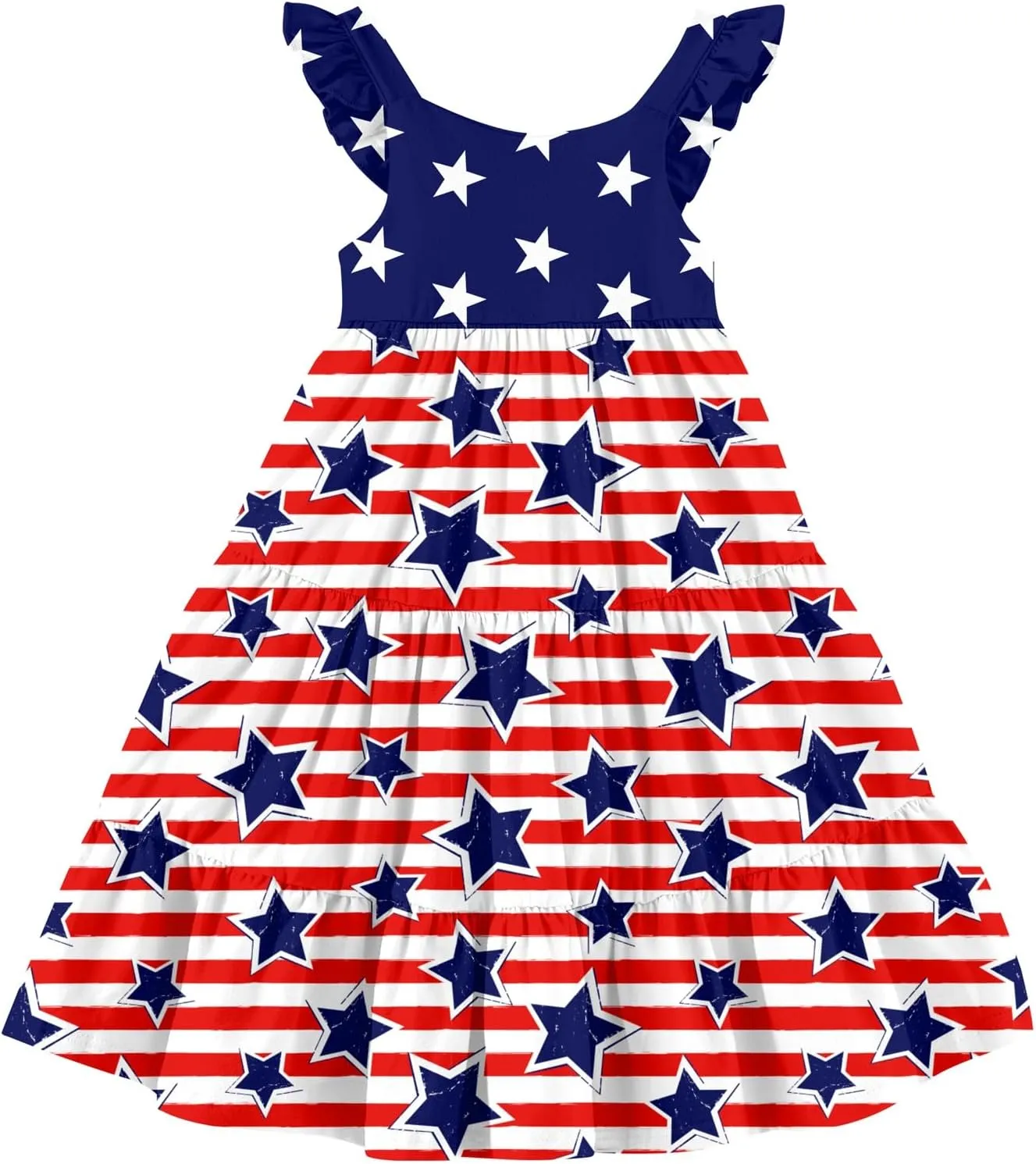 Toddler Dresses Girls Summer Floral Ruffle Sleeve Sundress Casual Sleeveless A-Line Playwear Dress 2-8 Years