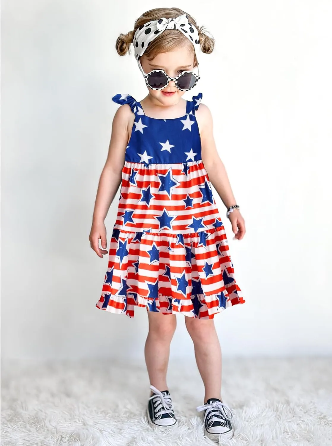 Toddler Dresses Girls Summer Floral Ruffle Sleeve Sundress Casual Sleeveless A-Line Playwear Dress 2-8 Years