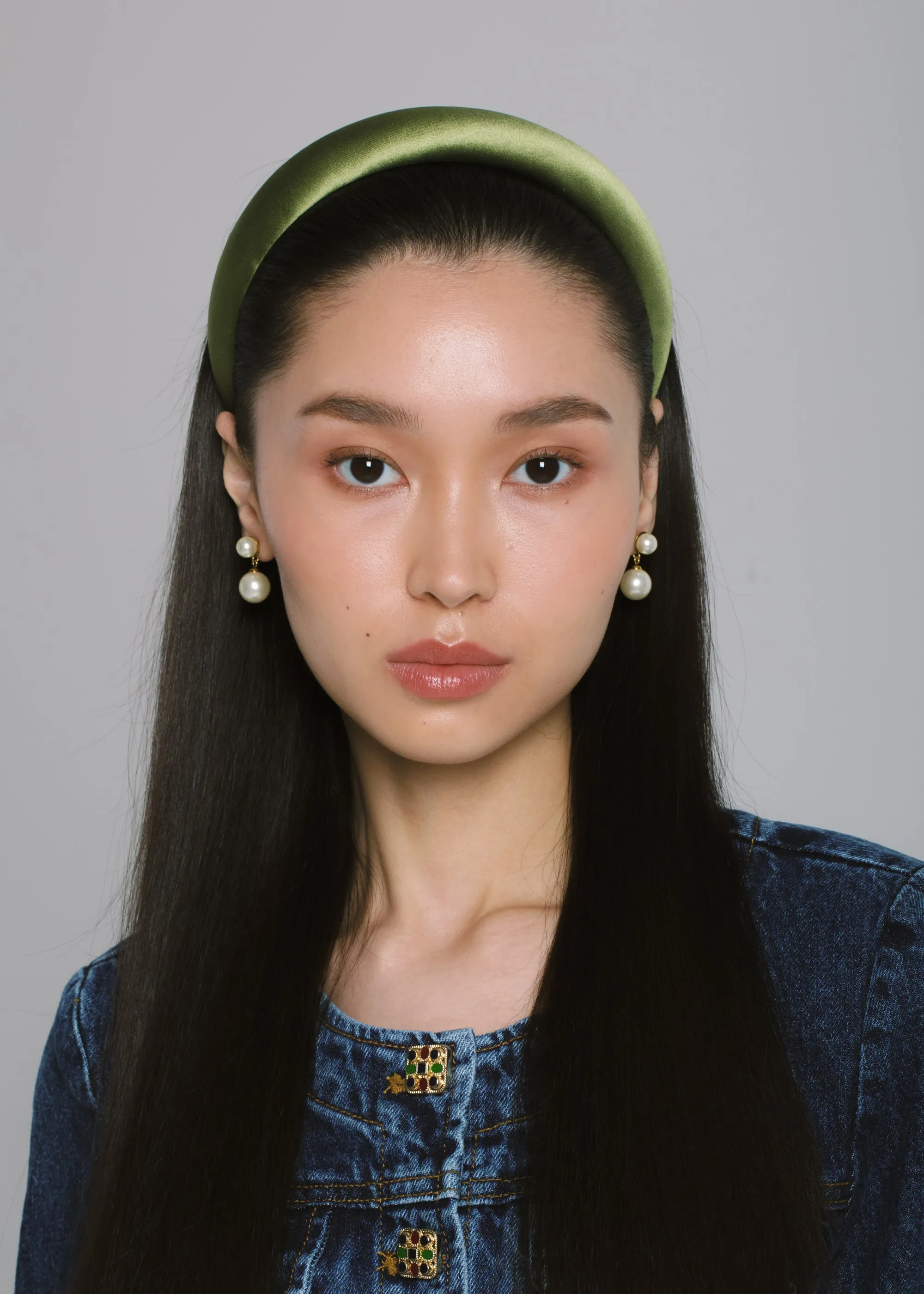 Tori Headband in Satin -- Olive