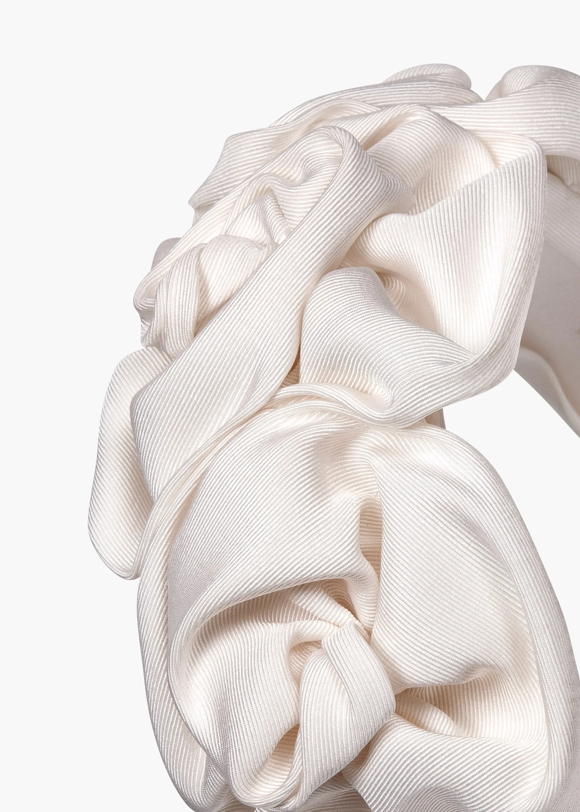 Triple Rosette Headband in Silk Faille -- Cream