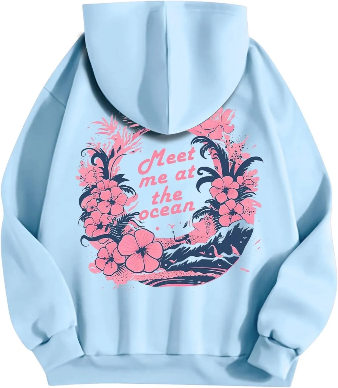 Unisex Oversized Hoodies Long Sleeve Palm Puff Preppy Sweatshirt Drawstring Cute Print Casual Graphic Hoodie