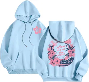 Unisex Oversized Hoodies Long Sleeve Palm Puff Preppy Sweatshirt Drawstring Cute Print Casual Graphic Hoodie