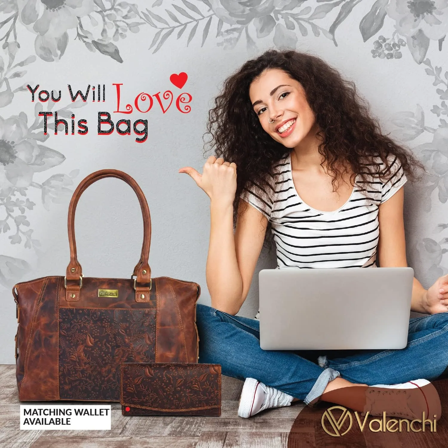 VALENCHI Genuine Leather Purse For Women - Real Leather Tote Bag For Women - Ladies Shoulder Bag For Work, Travel