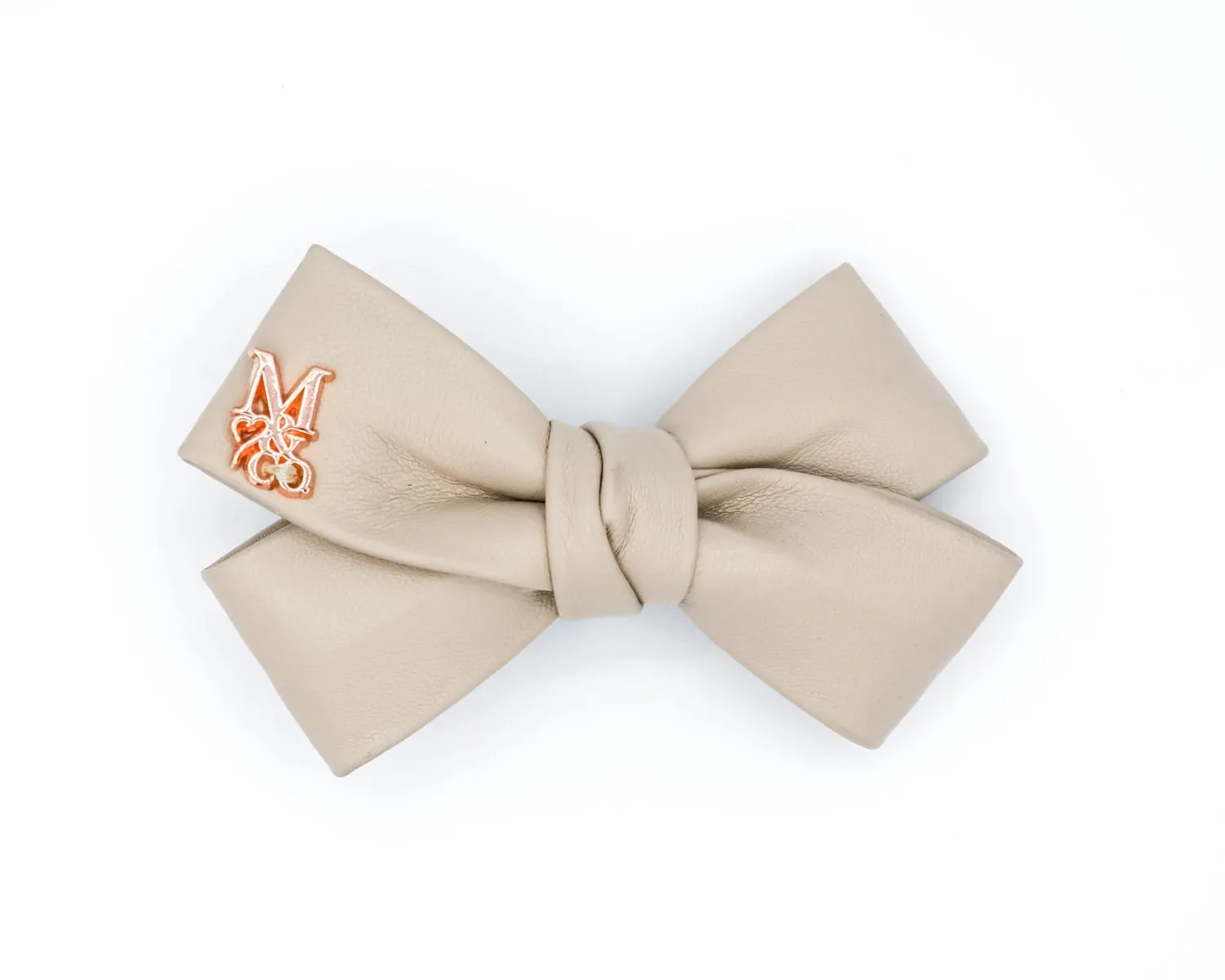 Vegan Leather Twist Hair Bow - Crème Brûlée
