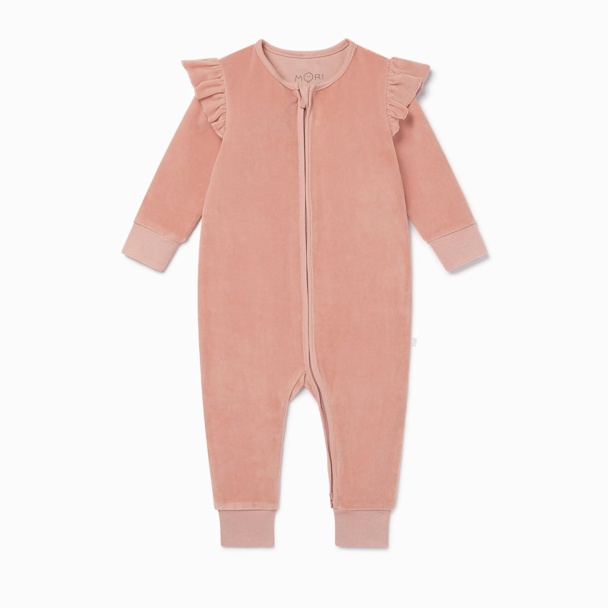 Velour Frill Zip-Up Romper